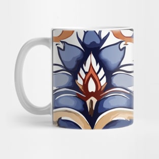 Red Blue Ottoman Pattern on White Mug